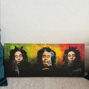 Bob Marley Canvas Art with Vibrant Rasta Colors